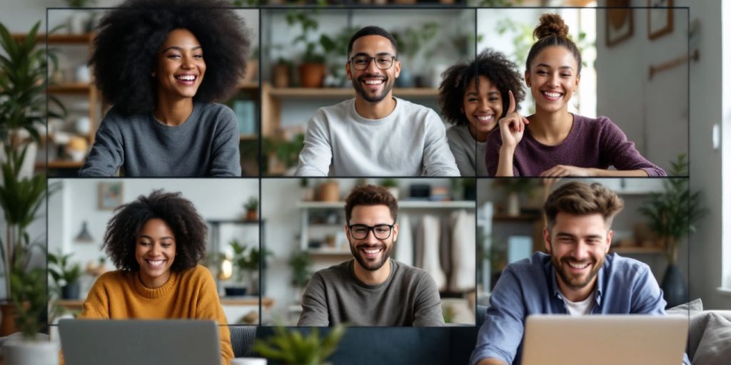 Remote team members collaborating during a video call.